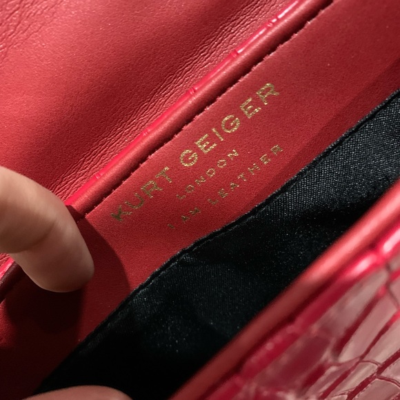 Kurt Geiger Red Leather Chain Bag - Picture 4 of 4